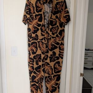 FARM Rio Black and Tan Leaf Jumpsuit